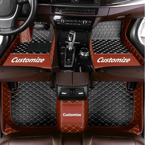 Custom Personalized Floor Mats for Cars，Luxury Full Coverage All Car Floor Mats，Anti-Slip Leather Car Mat Set ，Custom Floor Mats for 99% of Cars, Trucks & SUVs. (Light Brown and Black) - color: Light brown and black