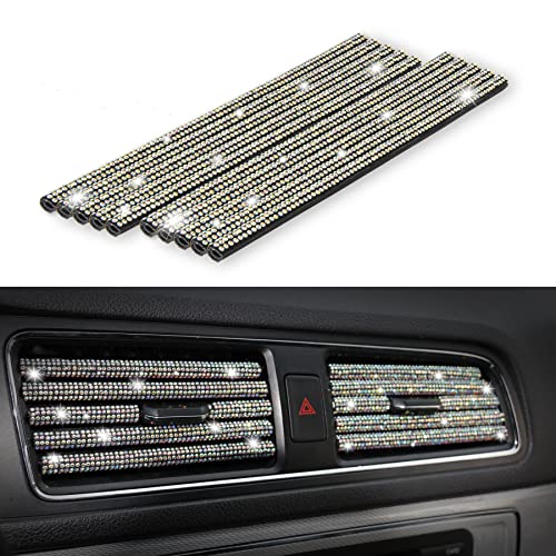 LivTee Bling Car Air Vent Outlet Moulding Trim, 10PCS Car Air Conditioner Decoration Strip, Bling Rhinestone Diamond Car Interior Accessories for Women and Teens, Colorful - color: Bling AB