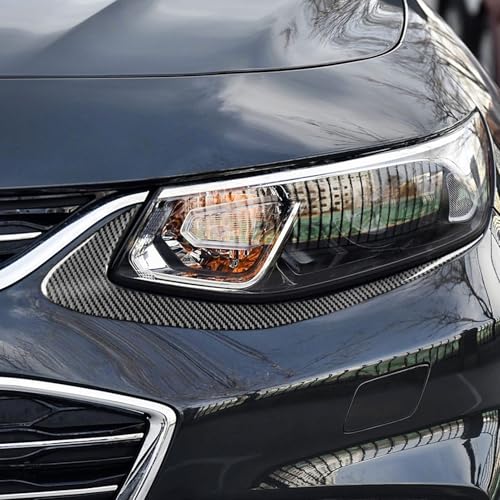 Black Carbon Fiber Compatible with Chevy/Chevrolet Malibu 2016-2024 2017 2018 2019 2020 2021 2022 2023 2024 Accessories Car Headlight Eyelid Eyebrows Cover Exterior Trim Sticker Decal 2pcs - color: Headlight Eyelid Eyebrow