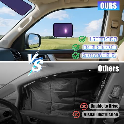 ZATOOTO Static Cling Car Sun Shade for Side Window & Windshield, 4 Pack Expandable Window Shade Sun Blocker Car Windshield Sunshade｜Reinforced Frame｜Anti-Glare｜(2 Pack, 9.84*7 in & 2 Pack, 15.7*7 in) - size: 4 Pack (2 x 9.84 x 7 in, 2 x 15.7 x 7 in)