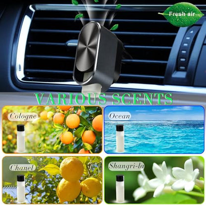 Smart Car Air Freshener Diffuser - Automatic Car Diffuser with Three Adjustable Modes, Includes 6PCS Essential Oil Refill, Car Diffusers for Essential Oils - color: Grey 6pcs