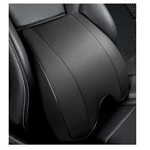 Memory Foam PU Leather Lumbar Pillow - Car Middle/Lower Back Support Pillow - Suitable for Car Seats, Office Chairs, Recliners, etc. (Black) - color: Black