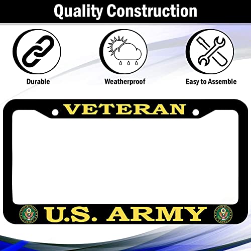 2 PCS for US Army Veteran License Plate Frames,Matte Black Aluminum Veteran License Plate Holder License Plate - color: AM-2, size: 2pcs