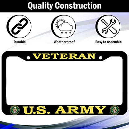 2 PCS for US Army Veteran License Plate Frames,Matte Black Aluminum Veteran License Plate Holder License Plate - color: AM-2, size: 2pcs