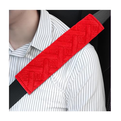 Dickno 2 PCS Car Seat Belt Pads Cover, Soft Comfortable Safe Belt Shoulder Strap Covers Harness Pad Helps Protect Your Neck and Shoulder, Universal Interior Accessories for Most Vehicles (Red) - color: Red