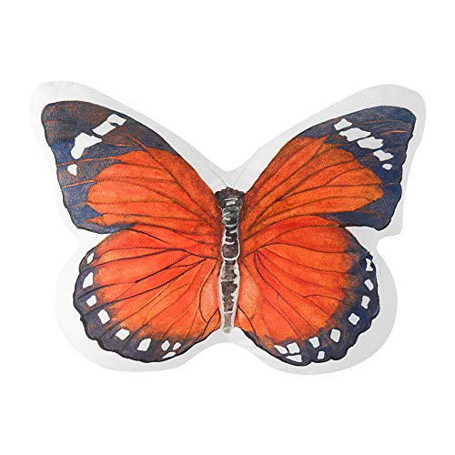 JWH 3D Butterfly Shaped Throw Pillow Decorative Stuffed Plush Accent Colorful Animal Print Cushion for Bed Couch Living Room Bedroom Chair 13x15 Inch Orange - color: Light Orange