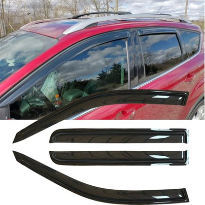 4pcs Original Shatterproof Rainproof Outside Mount Style Sun Rain Guards Durable Side Window Wind Deflectors Dark Smoke Vent Window Visors Compatible with Ford 2013-2019 Escape 94383 - size: for 2013-2019 Escape