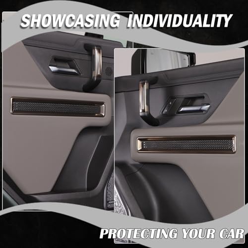 Car Interior Door Panel Trim Sticker for Hummer EV Accessories,Genuine Carbon Fiber 4-Inner Side Door Handle Panel Trim Molding Kit Compatible with Hummer EV SUV Truck 2022 2023 2024 2025+ (Black)