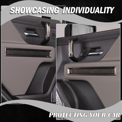 Car Interior Door Panel Trim Sticker for Hummer EV Accessories,Genuine Carbon Fiber 4-Inner Side Door Handle Panel Trim Molding Kit Compatible with Hummer EV SUV Truck 2022 2023 2024 2025+ (Black)