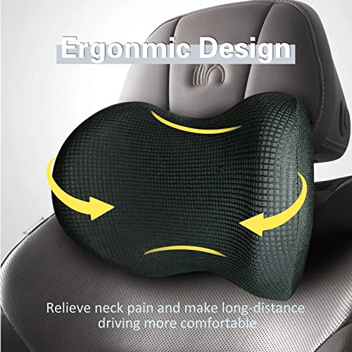 Super Comfy Car Headrest Pillow, Car Pillow for Neck Pain Relief with Adjustable Strap, 100% Memory Foam & Breathable Removable Cover, Ergonomic Design - Softness Travel Car Neck Pillow(Black, 1PC) - color: Pack of 1/Black/Super Comfy