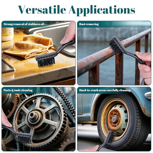 12 Pcs Mini Nylon Brush Set, Nylon Scratch Brush with Curved Handle, Cleaning Weld Slag and Rust - style: Nylon