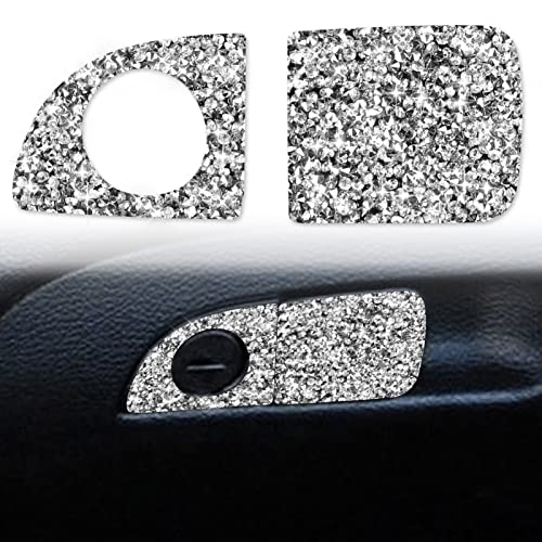 Toworldit Interior Accessories Bling Crystal Rhinestone Dashboard Decoration Cover Trim Sticker Compatible with Dodge Challenger 2015-2023 (2pcs/Set Passenger Storage Box Handle Trim) - color: 2pcs/Set Passenger Storage Box Handle Trim