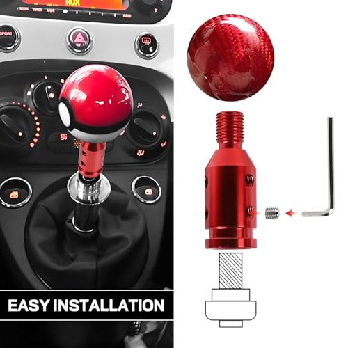 M12x1.25 Shift Knob Adapter, Aluminum Gear Shift Adapter Kit with 4-Sizes Hoses, Universal Gear Shift Knob Cover for Non-Threaded Manual Shifters, Car Stick Shift Knob Adapter (Red) - color: Red