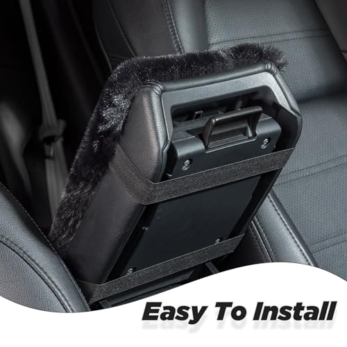 SEG Direct Auto Center Console Cover, Furry Car Armrest Cover, Soft Fluffy Middle Console Pad, Car Armrest Seat Box Cover for Women Men, Universal Fit for Most Vehicle, SUV, Truck, Car (Black) - color: Black