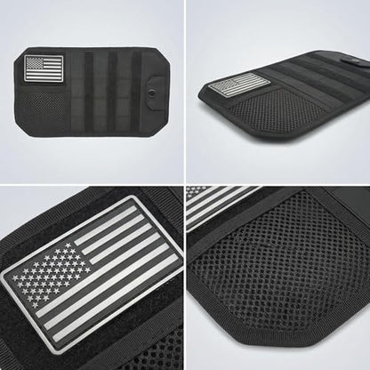 Car Sun Visor Organizer | Multi-Pocket Storage Pouch for SUVs & Trucks | Black Organizer with Double Zippers, Elastic Bands & Glasses Clip | 12.8x7x1.2 Inch