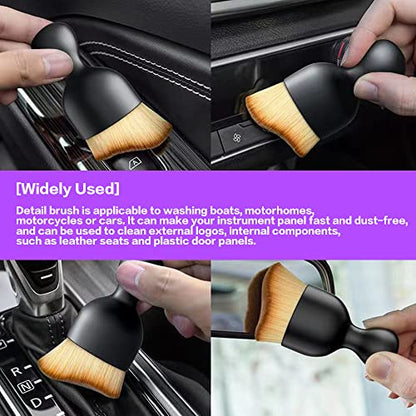 AOCISKA Car Interior Detailing Brush,Soft Bristle Cleaning Brush Car Detailing Brush Dusting Brush,Car Interior Cleaning Tool,Auto Detail Brush Car Dash Duster Brush (Black with Cap) - color: Black With Cap