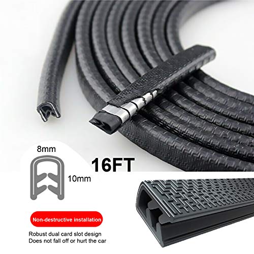Car Door Edge Guards Black, 16Ft Rubber Seal Protector U Shape Edge Trim Car Door Edge Protection Fit for Most Car - size: 16Ft(Black )