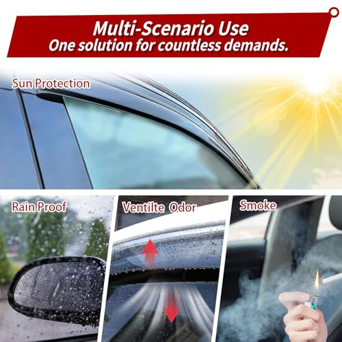 4PC Rain Guards for 2013-2019 Ford Escape Window Visors Deflectors Sun Shades Vent Tape On Out Channel - size: 13-19 Ford Escape