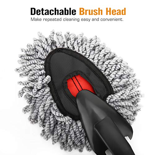 MoKo Car Duster, 2 Pack Super Soft Microfiber Dash Duster Detail Brush Set Interior Exterior Cleaning Dusting and Washing Tool for Car Motorcycle Automotive Dashboard Air Vents - Gray