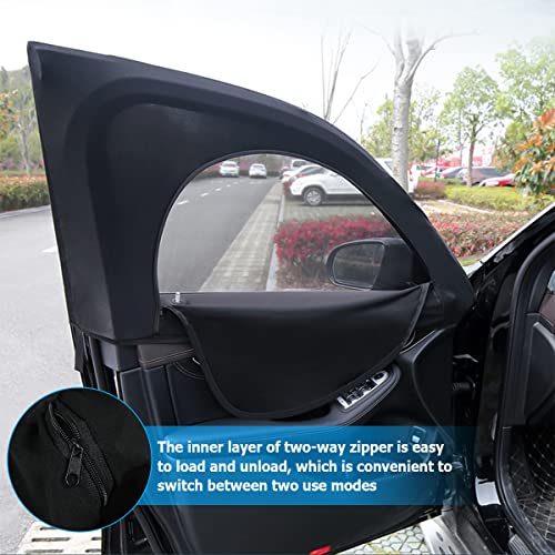 2Pcs Car Window Shade, Breathable Zipper Sun Protection for Baby, Side Front Rear Sun Stretchy Mesh, Cover Screen for Kids Adults Family Privacy, Universal for Most Vehicles (Front) - size: Front/33.5''×20.5''