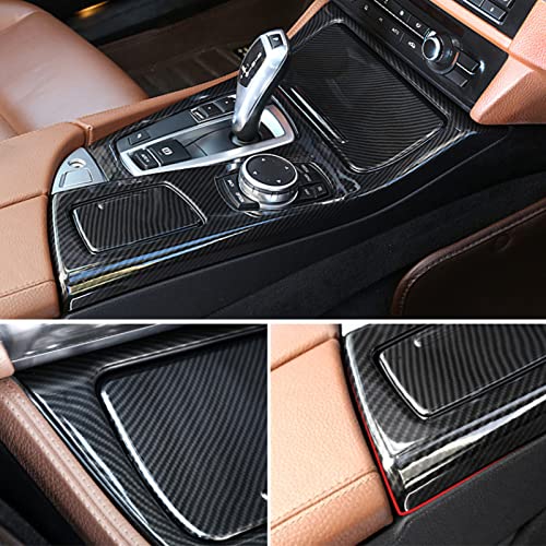Carbon Pattern Gear Shift Panel Cover Trim, Car Interior Center Console Upgrade Compatible with 5 Series F10 2011-2016, Dashboard Accessory