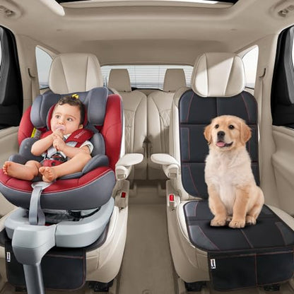 Car Seat Protector With Non-Slip Rubber Padded Backing, Waterproof Thickest Padding for Child Seats, No Imprint Under Baby Seat (Red-1pcs) - color: 1pcs-Black with Red Stitching