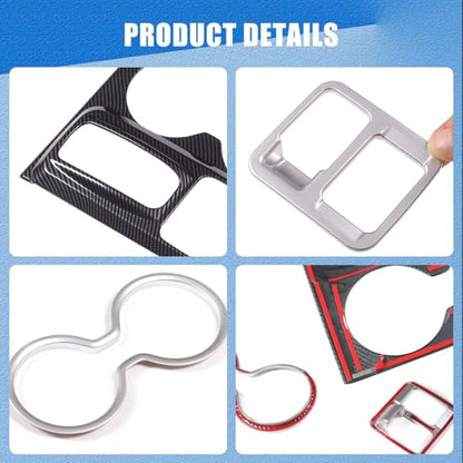 Gear Shift Panel Cover Trim Compatible with Honda Pilot 2023-2025/ Honda Passport 2026 Accessories, ABS Center Consoles Cup Holder Panel Cover Protector, 1PCS (Carbon Fiber + Sliver) - color: Carbon Fiber + Sliver