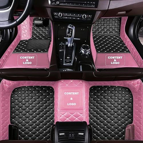 Custom Personalized Floor Mats for Cars，Luxury Full Coverage All Car Floor Mats，Anti-Slip Leather Car Mat Set ，Custom Floor Mats for 97% of Cars, Trucks & SUVs (Black with Pink) - color: Black with Pink