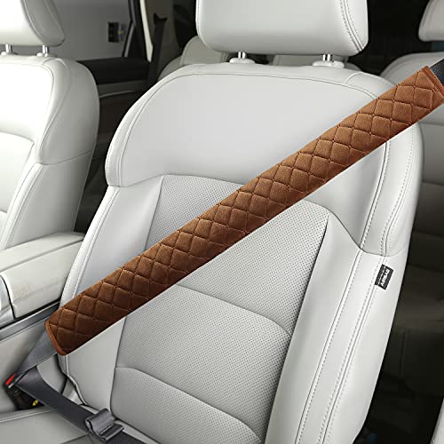 HighnessHwoo Extra Long Seatbelt Covers for Adults Kids Women & Men, Soft Car Seat Belt Strap Cushion for for Truck & Bus Drivers only, Shoulder Neck Chest Protector Pads, 1pc, Brown, 25.5in - color: Brown, size: 25.5in - 1pc
