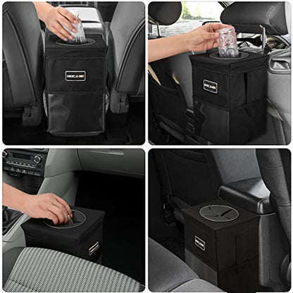 Car Trash Can with Lid - Trash Bag Hanging with Storage Pockets Leak-Proof SUV Organizer Collapsible and Portable Waterproof Truck Garbage Bin, 2.6 Gal Large Capacity Multipurpose Trash Bin for Van - size: 2.6 Gal