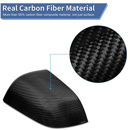 Real Carbon Fiber Side Mirror Cover Compatible with Tesla Model 3 Sedan 2017-2025, T-carbon Rearview Cover Compatible with Tesla Model 3 Exterior Mirror Caps Accessories (Black)