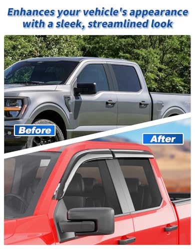 Extra-Thick Window Rain Guards Fit for Ford F150 2015-2026 SuperCrew & 2017-2026 Raptor/F-250/F-350/F-450/F-550 Super Duty SuperCrew Full Size Window Deflectors Window Vent Visors Shades - size: 2015-2026 F150&2017-2026 F250-F550 SuperCrew