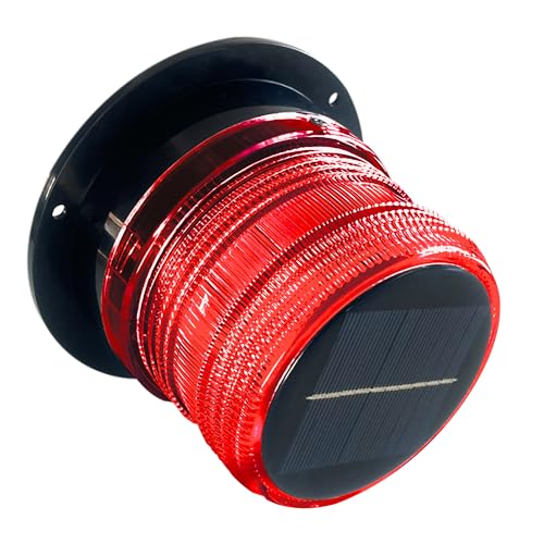Solar Warning Beacon Light, Red Magnetic LED Signal Light with 4 Flashing Modes, IP65 Waterproof, Ideal for Forklifts, Trucks, Roadside Assistance, Boat, Yacht, Hazard Warning Buoys - color: Red light