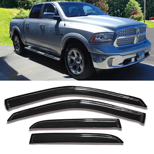 Side Window Visors rain Guards Vent Deflectors Compatible with Dodge Ram 1500 Crew Cab 2009-2018, Ram 2500/3500 Crew/Mega Cab 2010-2025, 2019-2024 Ram 1500 Classic Crew Cab, Truck Accessories 94109 - size: Compatible with Ram 1500 Crew Cab 2009-2018