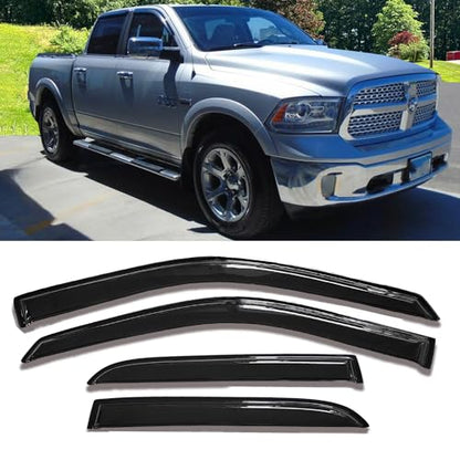Side Window Visors rain Guards Vent Deflectors Compatible with Dodge Ram 1500 Crew Cab 2009-2018, Ram 2500/3500 Crew/Mega Cab 2010-2025, 2019-2024 Ram 1500 Classic Crew Cab, Truck Accessories 94109 - size: Compatible with Ram 1500 Crew Cab 2009-2018