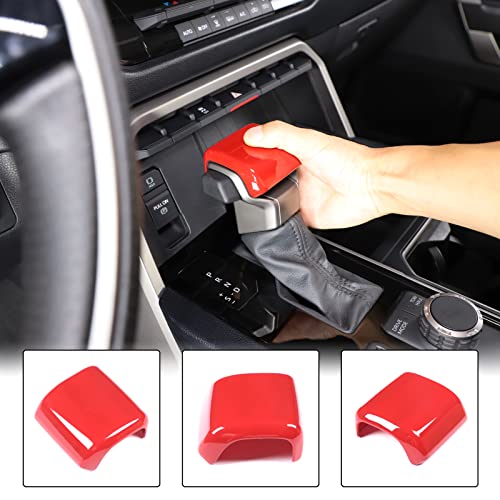 Aunginsy Car Gear Shifter Hand Brake Trim Cover Compatible with Toyota Tundra 2022+, Sequoia 2023+ & Tacoma 2024+, Automatic Center Console Gear Shift Head Knob Scratch Protector Cover ABS Accessories - color: Red(A)