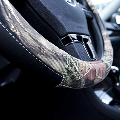 Mossy Oak Camo Steering Wheel Cover, Universal 15 inch - Made with Premium PVC Leather and Cotton Fabric - Official Licensed Product - color: Cotton Steering Wheel Cover