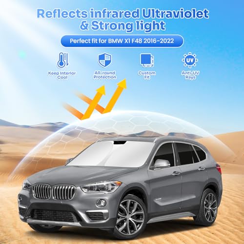 Canvcle Window Shades for 2016-2022 BMW X1 F48 Accessories Windshield Sun Shade Side Rear Window Cover Sunshade Sun Visor Shield Privacy Protection for Camping Keep Vehicle Cool Black 10PCS - size: BMW X1 F48 2016-2022