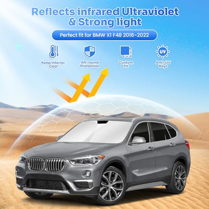 Canvcle Window Shades for 2016-2022 BMW X1 F48 Accessories Windshield Sun Shade Side Rear Window Cover Sunshade Sun Visor Shield Privacy Protection for Camping Keep Vehicle Cool Black 10PCS - size: Bmw X1 F48 2016-2022