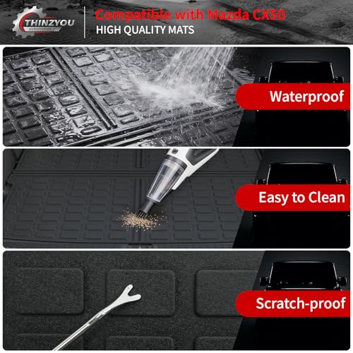 Cargo Mat Compatible with 2023 2024 2025 2026 Mazda CX50 Trunk Mat Trunk Liner Cargo Liner TPE All Weather Back Seat Cover Protector 2024 CX-50 Accessories (Trunk Mat+Backrest Mats) - style: For Mazda CX-50 | 2023-2026