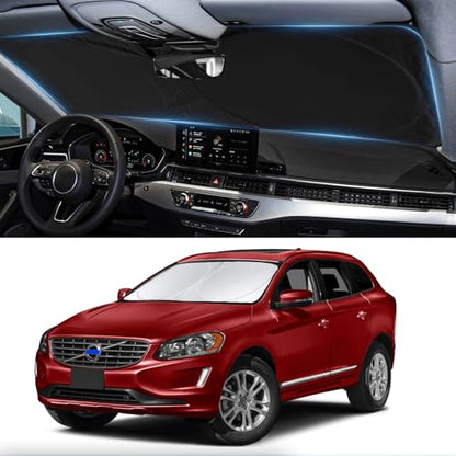 Custom Fit XC60 Windshield Sunshade for 2018 2019-2024 2025 2026 Volvo XC60 SUV Accessories Front Window Shield 210T Silver Coating Cover for Windshield Sun Visor Protector Blocks UV Keep Car Cool - size: Fit XC60 2018-2026