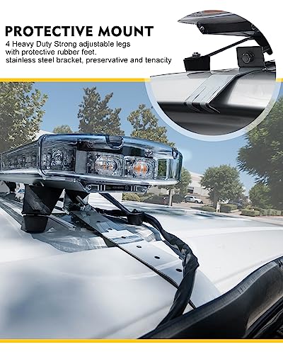 LUMENIX 48 Inch LED Rooftop Emergency Strobe Lights Bar w/Adjustable Mounting Brackets, Warning Caution Security Lightbar for Construction Vehicles Law Enforcement Snowplow Tow Trucks - White Amber - color: White Amber