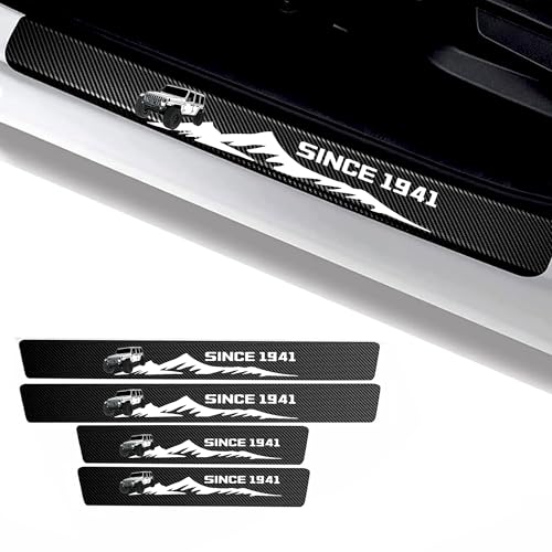 4-Pack car Door sill Protectors, 4D Carbon Fiber Stickers, Door sill Scratch Protection, from 1941. Suitable for Jeep JL JLU and JT (White / 4pc) - color: White / 4pc