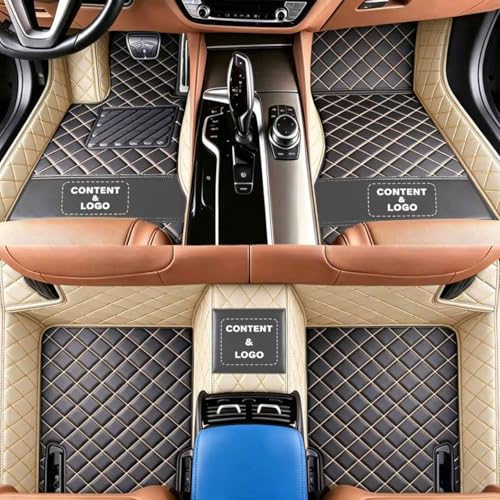 Custom Personalized Floor Mats for Cars, Luxury Full Coverage All Weather Car Mats, Anti-Slip Car Mat Set, Customize Floor Mat for 99% of Sedan, Trucks SUV (Black+Beige Side) - color: Black+Beige Side