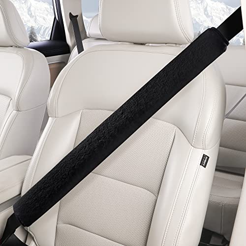 LACDL Extra Long Seatbelt Cover Super Soft Furry for Adults Kids Women & Men, Thick Plush Full Car Seat Belt Strap Cushion, Fluffy Shoulder Pad Protector, Auto Interior Accessories, 1pc, Black, 19.5in - color: Black, size: 19.5in - 1pc