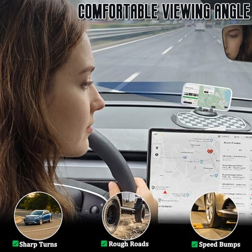 (2026 New Upgrade) 2-Pack Car Anti-Slip Mats,Multifunction Car Anti-Slip Mat with Improved 360°Rotating Phone Holder,Anti-Slip Mat for Car Dashboard,Car Dashboard Organizer for Phones,Sunglasses,Keys