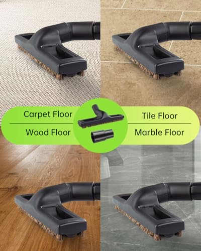 Universal Vacuum Floor Brush Attachments - Vacuum Attachments & Brushes, 12-Inch Swivel Head with 1-1/4”(32mm) Diameter Horse Hair Soft Bristles, 360° Swivel & Wheels for Hard Floors, Tile Cleaning - style: 12-Inch Floor Brush
