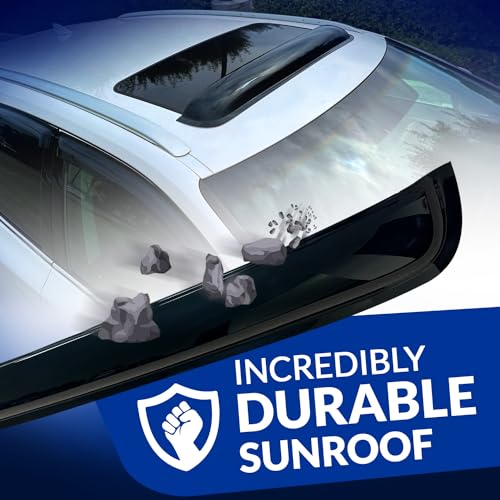 Car Rain Guard & Sunroof | Outside Mount Window Visor Side Deflectors | Waterproof Sunroof Cover Rain Shields Compatible with 2014-2016 Mazda Mazda3 Hatchback | 5 Pcs Set, WSV-716, Dark Smoke - size: Compatible With Mazda Mazda3 Hatchback 2014-2016