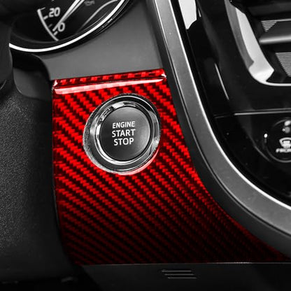 Glossy Red Carbon Fiber Compatible with Toyota Camry 2018-2024 Accessories Car Engine Start Stop Surround Panel Cover Interior Trim Sticker Decal 2PCS - color: Engine Start Stop Trim Panel