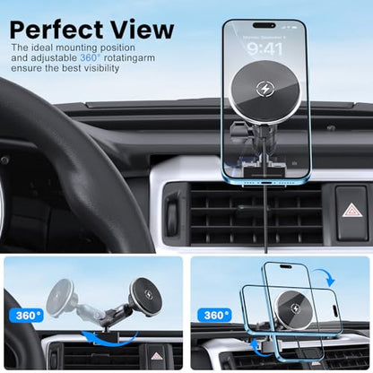 DIAMOOKY Metal Phone Mount for Toyota 4Runner 2024 2023 2022 2021 2020-2010 5th Gen 4runner Accessories Dash Cell Phone Holder W/Wireless Charging Adjustable Phone Stand Fit for All Smartphone - style: 2010-2024 (Wireless Charging)